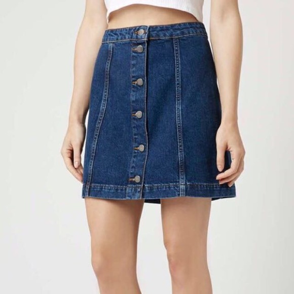 Topshop MOTO Button front denim skirt - Picture 3 of 6